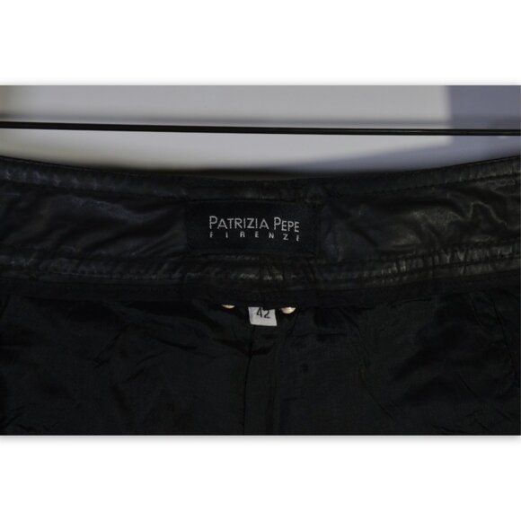 NWOT Patrizia Pepe Firenze Black Leather Pants Size 42 - Picture 8 of 9